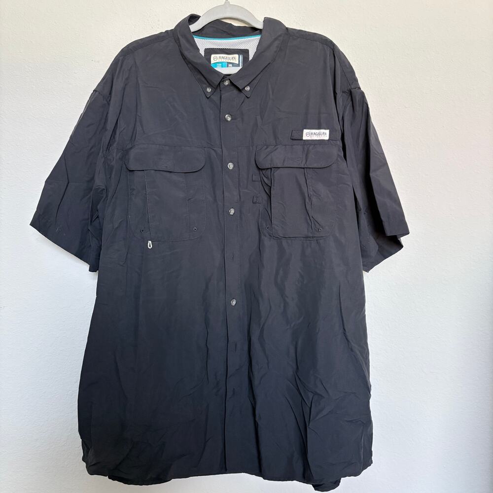 Magellan Outdoors Grey Fishing Shirt 3XL Button Front Vented Nylon GORPCORE